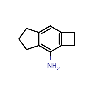 Chemical structure of 2,4,5,6-Tetrahydro-1H-cyclobuta[f]inden-3-amine , CAS 2271393-78-1, AChemBlock X176242