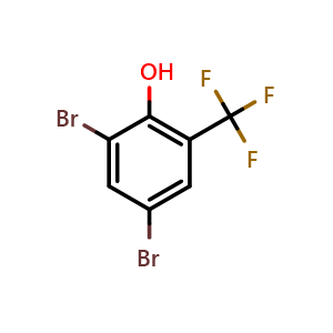 Chemical structure of 2,4-Dibromo-6-trifluoromethylphenol , CAS 392-92-7, AChemBlock X176281