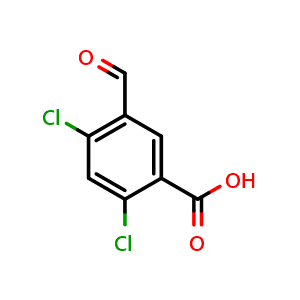 Chemical structure of 2,4-Dichloro-5-formylbenzoic acid , CAS 1936558-23-4, AChemBlock X176298
