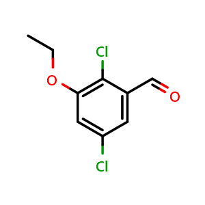 Chemical structure of 2,5-Dichloro-3-ethoxybenzaldehyde , CAS 2384104-65-6, AChemBlock X176371