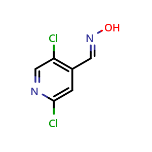 Chemical structure of 2,5-Dichloro-4-pyridinecarboxaldehyde oxime , CAS 102645-34-1, AChemBlock X176390