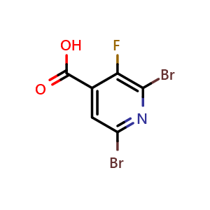Chemical structure of 2,6-Dibromo-3-fluoroisonicotinic acid , CAS 2764729-93-1, AChemBlock X176431