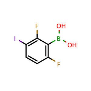 Chemical structure of 2,6-Difluoro-3-iodophenylboronic acid , CAS 1447827-58-8, AChemBlock X176470