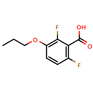 Chemical structure of 2,6-difluoro-3-propoxybenzoic acid , CAS 2484889-17-8, AChemBlock X176476