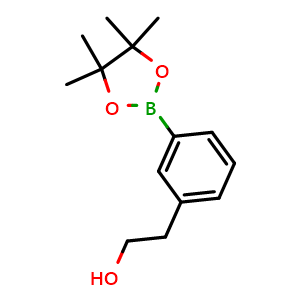 Chemical structure of 2-[3-(Tetramethyl-1,3,2-dioxaborolan-2-yl)phenyl]ethanol , CAS 651030-56-7, AChemBlock X176494