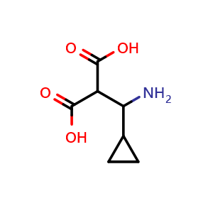 Chemical structure of 2-[Amino(cyclopropyl)methyl]propanedioic acid , CAS 1064779-86-7, AChemBlock X176497