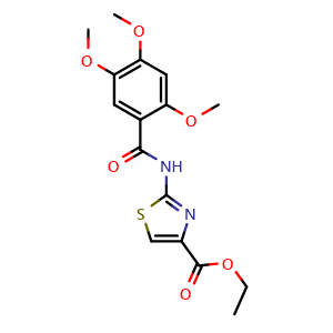 Chemical structure of 2-[N-(2,4,5-trimethoxybenzoyl)amino]-4-(ethoxycarbonyl)-1,3-thiazole , CAS 185105-98-0, AChemBlock X176500