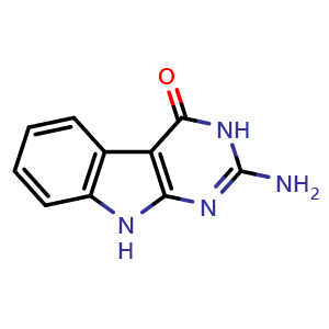 Chemical structure of 2-Amino-3H-pyrimido[4,5-b]indol-4(9H)-one , CAS 171179-93-4, AChemBlock X176506