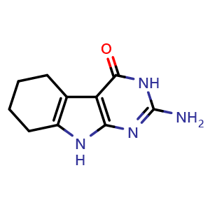 Chemical structure of 2-Amino-5,6,7,8-tetrahydro-3H-pyrimido[4,5-b]indol-4(9H)-one , CAS 188062-45-5, AChemBlock X176511