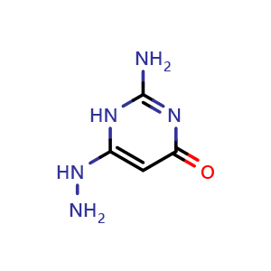 Chemical structure of 2-amino-6-hydrazinyl-1H-pyrimidin-4-one , CAS 6298-85-7, AChemBlock X176517