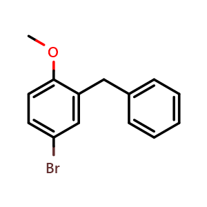 Chemical structure of 2-Benzyl-4-bromo-1-methoxybenzene , CAS 41876-52-2, AChemBlock X176522