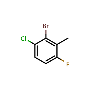 Chemical structure of 2-Bromo-1-chloro-4-fluoro-3-methylbenzene , CAS 1806971-78-7, AChemBlock X176548