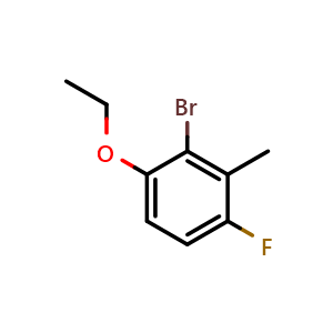 Chemical structure of 2-Bromo-1-ethoxy-4-fluoro-3-methylbenzene , CAS 2386105-62-8, AChemBlock X176556