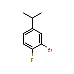 Chemical structure of 2-Bromo-1-fluoro-4-isopropylbenzene , CAS 1160574-97-9, AChemBlock X176563