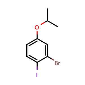 Chemical structure of 2-Bromo-1-iodo-4-isopropoxybenzene , CAS 1369927-76-3, AChemBlock X176567
