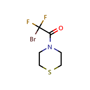 Chemical structure of 2-Bromo-2,2-difluoro-1-thiomorpholinoethanone , CAS 1865110-54-8, AChemBlock X176576
