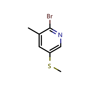 Chemical structure of 2-bromo-3-methyl-5-(methylthio)pyridine , CAS 2624417-50-9, AChemBlock X176601