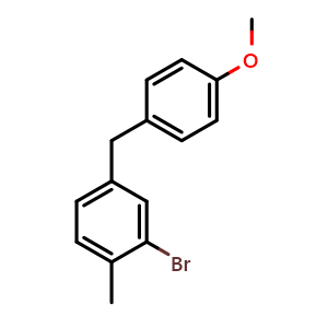 Chemical structure of 2-Bromo-4-(4-methoxybenzyl)-1-methylbenzene , CAS 2432848-89-8, AChemBlock X176606