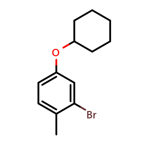 Chemical structure of 2-Bromo-4-(cyclohexyloxy)-1-methylbenzene , CAS 1369920-15-9, AChemBlock X176608