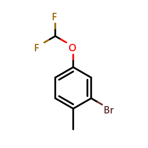 Chemical structure of 2-Bromo-4-(difluoromethoxy)-1-methylbenzene , CAS 1261849-40-4, AChemBlock X176611