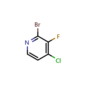 Chemical structure of 2-Bromo-4-chloro-3-fluoro-pyridine , CAS 1155847-42-9, AChemBlock X176638