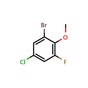 Chemical structure of 2-Bromo-4-chloro-6-fluoroanisole , CAS 886499-78-1, AChemBlock X176642