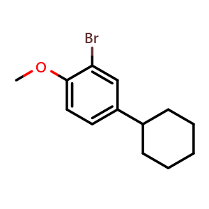 Chemical structure of 2-Bromo-4-cyclohexyl-1-methoxybenzene , CAS 107274-65-7, AChemBlock X176645