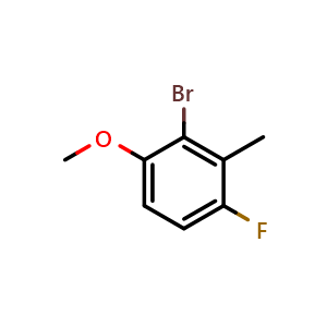 Chemical structure of 2-Bromo-4-fluoro-1-methoxy-3-methylbenzene , CAS 220901-65-5, AChemBlock X176657