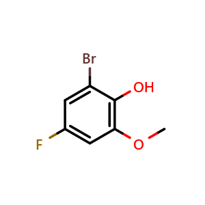 Chemical structure of 2-Bromo-4-fluoro-6-methoxyphenol , CAS 1782378-34-0, AChemBlock X176677