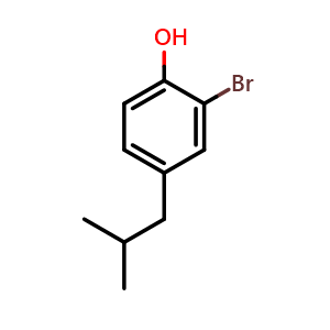Chemical structure of 2-Bromo-4-isobutylphenol , CAS 1784321-56-7, AChemBlock X176681