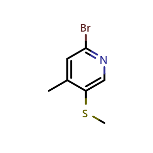 Chemical structure of 2-Bromo-4-methyl-5-(methylthio)pyridine , CAS 2755723-75-0, AChemBlock X176687