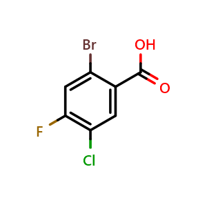 Chemical structure of 2-Bromo-5-chloro-4-fluorobenzoic acid , CAS 1519109-81-9, AChemBlock X176699