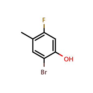 Chemical structure of 2-Bromo-5-fluoro-4-methylphenol , CAS 1268511-85-8, AChemBlock X176702
