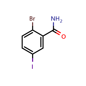 Chemical structure of 2-Bromo-5-iodobenzamide , CAS 865178-41-2, AChemBlock X176706
