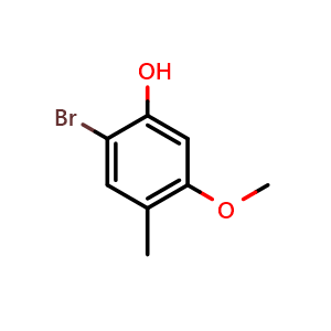 Chemical structure of 2-Bromo-5-methoxy-4-methylphenol , CAS 99768-19-1, AChemBlock X176711