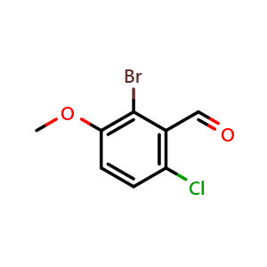 Chemical structure of 2-Bromo-6-chloro-3-methoxybenzaldehyde , CAS 2089650-49-5, AChemBlock X176721