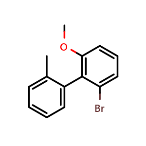 Chemical structure of 2-Bromo-6-methoxy-2'-methyl-1,1'-biphenyl , CAS 2764733-69-7, AChemBlock X176735