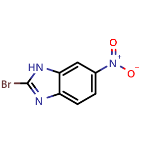 Chemical structure of 2-bromo-6-nitro-1H-benzimidazole , CAS 909776-51-8, AChemBlock X176739