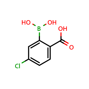 Chemical structure of 2-Carboxy-5-chlorophenylboronic acid , CAS 874290-67-2, AChemBlock X176767