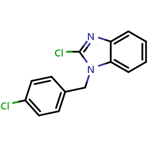 Chemical structure of 2-Chloro-1-(p-chlorophenylmethyl)-1H-benzimidazole , CAS 131705-80-1, AChemBlock X176769