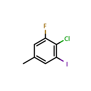 Chemical structure of 2-chloro-1-fluoro-3-iodo-5-methylbenzene , CAS 1805639-62-6, AChemBlock X176783