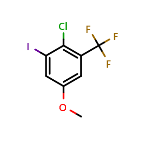 Chemical structure of 2-Chloro-1-iodo-5-methoxy-3-(trifluoromethyl)benzene , CAS 2386202-49-7, AChemBlock X176791