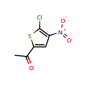 Chemical structure of 2-chloro-3-nitro-5-acetylthiophene , CAS 42456-75-7, AChemBlock X176826