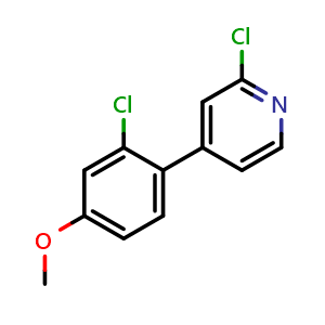 Chemical structure of 2-Chloro-4-(2-chloro-4-methoxyphenyl)pyridine , CAS 2734778-16-4, AChemBlock X176829