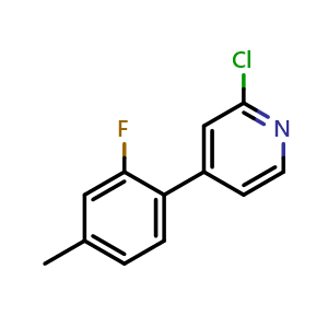 Chemical structure of 2-Chloro-4-(2-fluoro-4-methylphenyl)pyridine , CAS 2734779-62-3, AChemBlock X176830