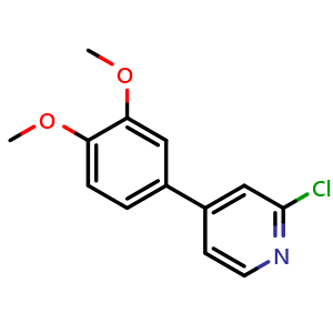 Chemical structure of 2-Chloro-4-(3,4-dimethoxyphenyl)pyridine , CAS 1228086-33-6, AChemBlock X176831