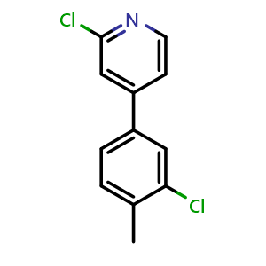 Chemical structure of 2-Chloro-4-(3-chloro-4-methylphenyl)pyridine , CAS 1507845-26-2, AChemBlock X176834
