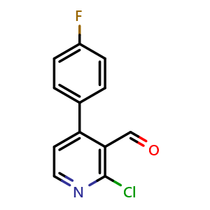 Chemical structure of 2-Chloro-4-(4-fluorophenyl)nicotinaldehyde , CAS 877053-72-0, AChemBlock X176835