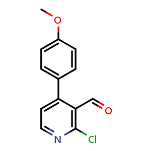 Chemical structure of 2-Chloro-4-(4-methoxyphenyl)nicotinaldehyde , CAS 2764729-48-6, AChemBlock X176838