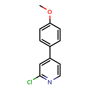Chemical structure of 2-Chloro-4-(4-methoxyphenyl)pyridine , CAS 914303-35-8, AChemBlock X176839